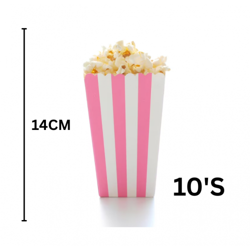 POPCORN BOXES PINK & WHITE STRIPE 10PC POPCORN BOXES PINK & WHITE STRIPE 10PC